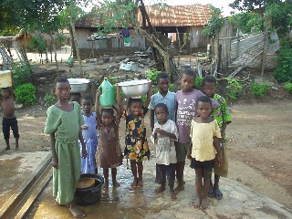 Children getting water